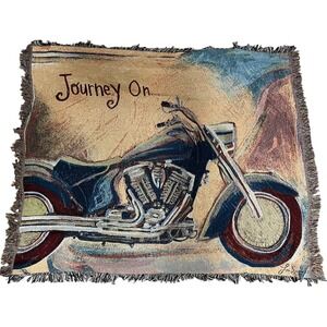 ATJO Journey On Motorcycle Tapestry Throw Blanket Woven Cotton